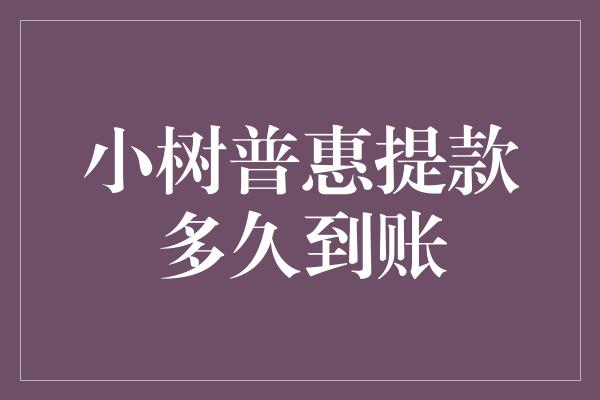 小树普惠提款多久到账