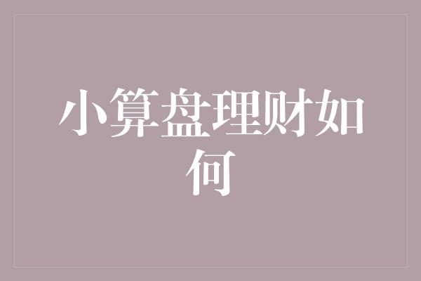 小算盘理财如何