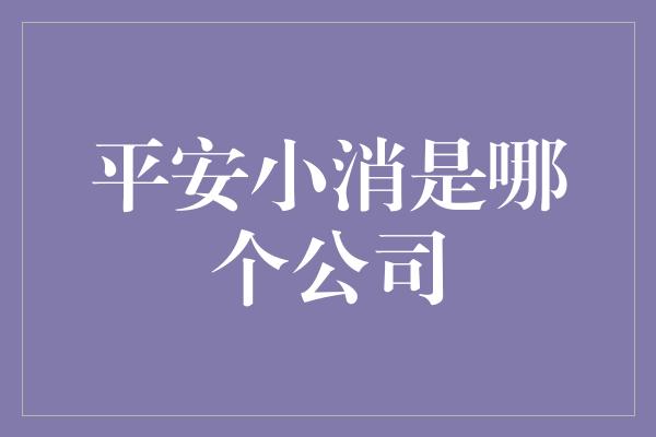 平安小消是哪个公司