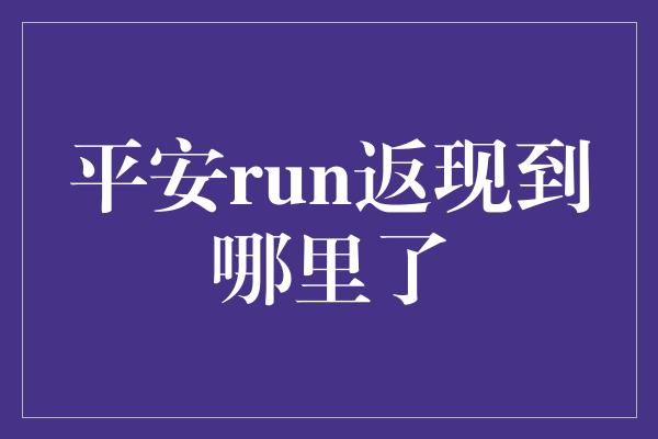 平安run返现到哪里了