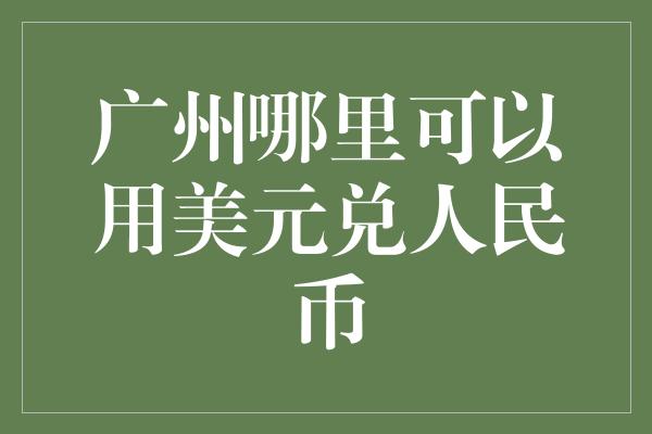 广州哪里可以用美元兑人民币