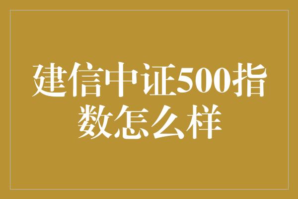 建信中证500指数怎么样