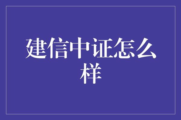 建信中证怎么样