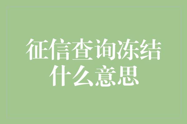 征信查询冻结什么意思