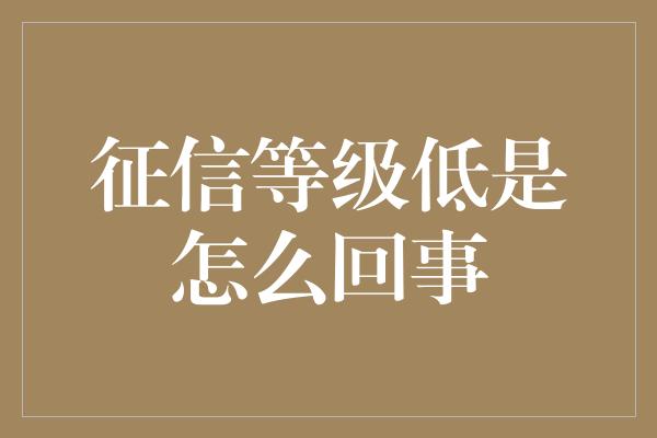 征信等级低是怎么回事