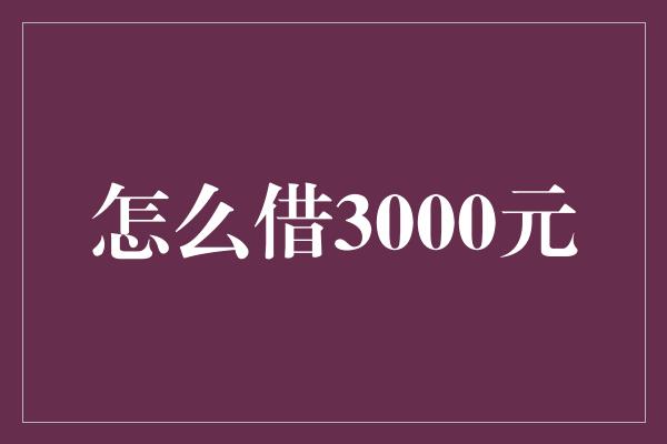 怎么借3000元