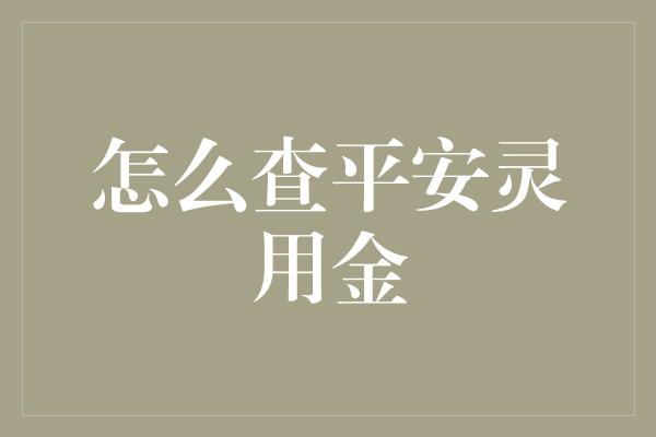 怎么查平安灵用金