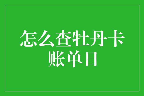 怎么查牡丹卡账单日