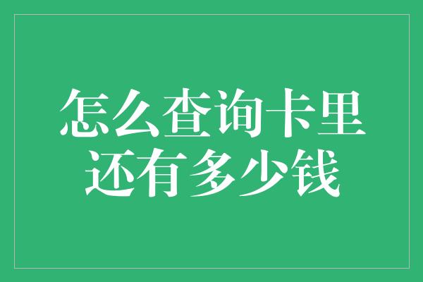 怎么查询卡里还有多少钱