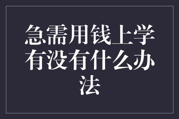 急需用钱上学有没有什么办法