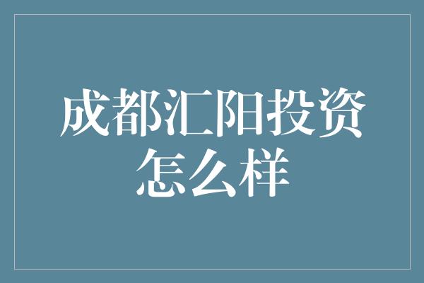 成都汇阳投资怎么样