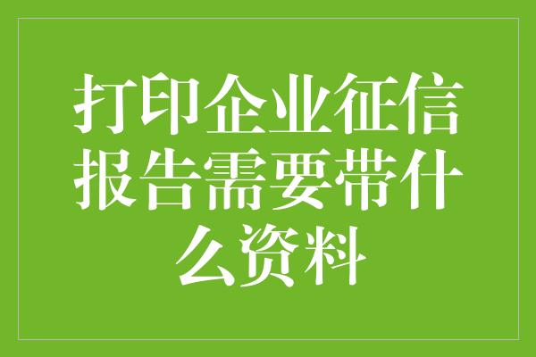 打印企业征信报告需要带什么资料