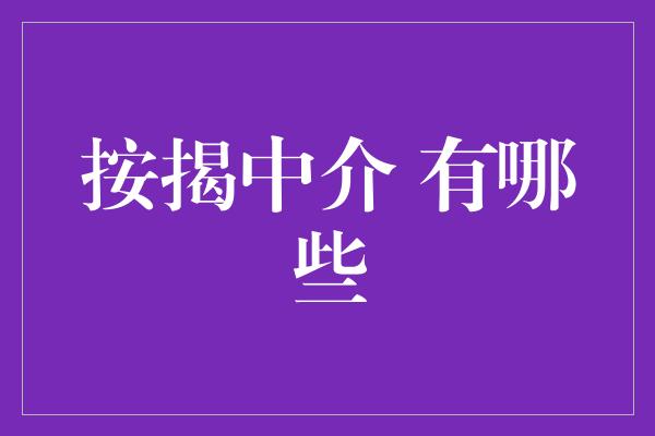 按揭中介 有哪些