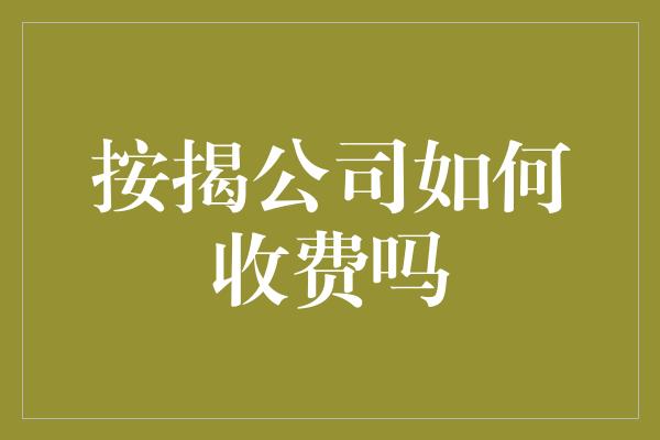 按揭公司如何收费吗