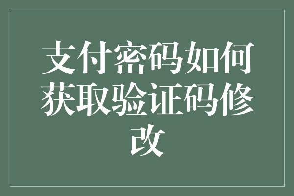 支付密码如何获取验证码修改