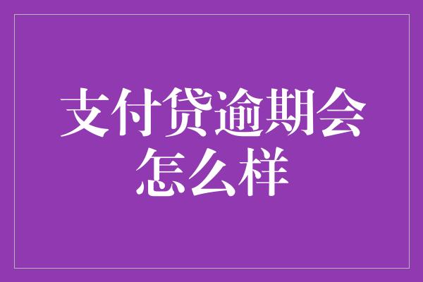 支付贷逾期会怎么样