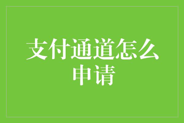 支付通道怎么申请