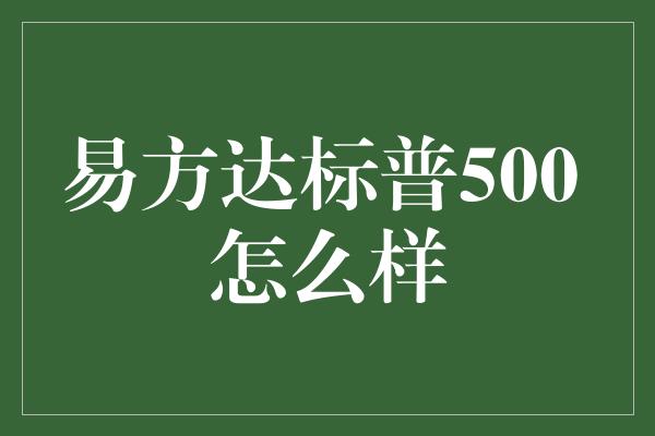 易方达标普500 怎么样