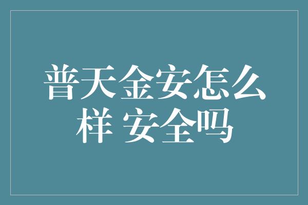 普天金安怎么样 安全吗