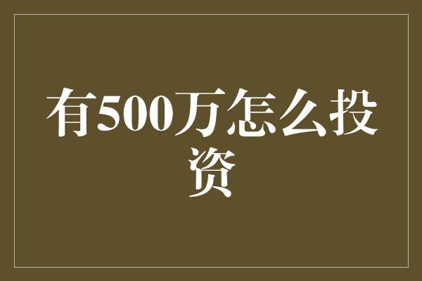 有500万怎么投资