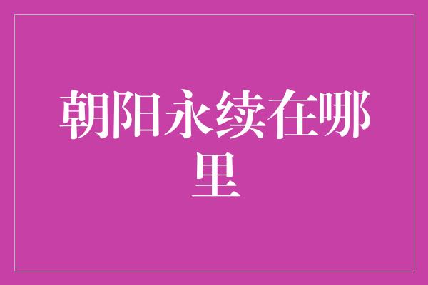 朝阳永续在哪里