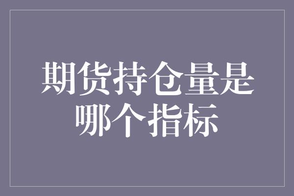 期货持仓量是哪个指标