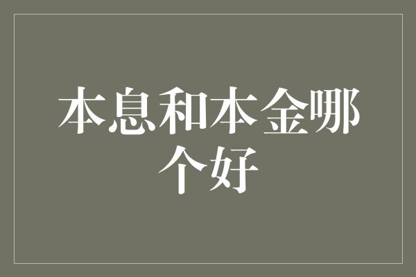 本息和本金哪个好