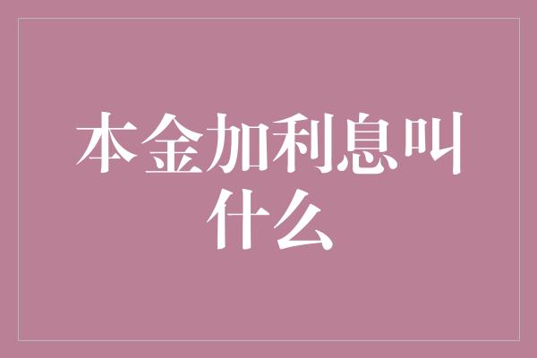 本金加利息叫什么