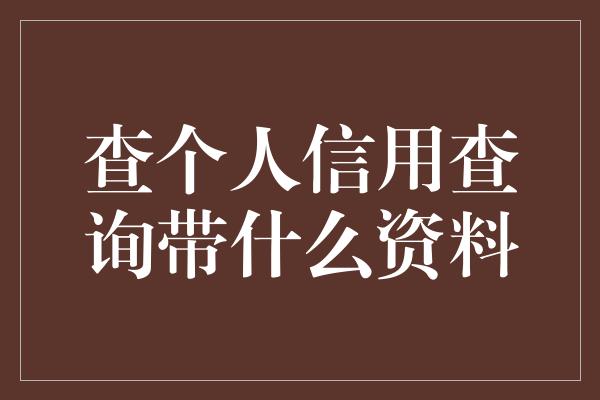 查个人信用查询带什么资料