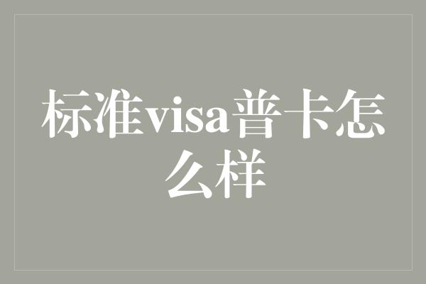 标准visa普卡怎么样