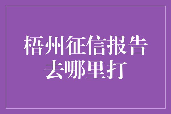 梧州征信报告去哪里打