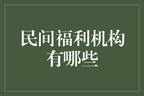 民间福利机构有哪些