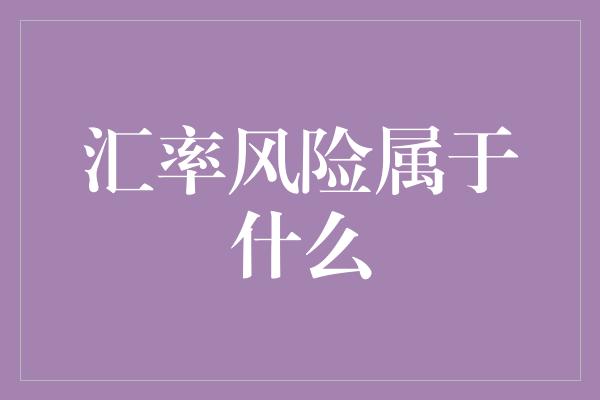 汇率风险属于什么