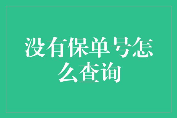 没有保单号怎么查询