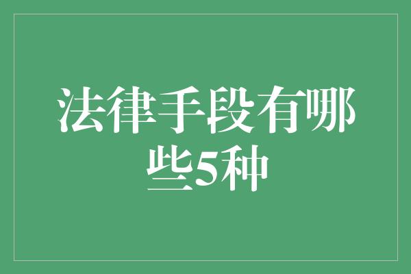 法律手段有哪些5种