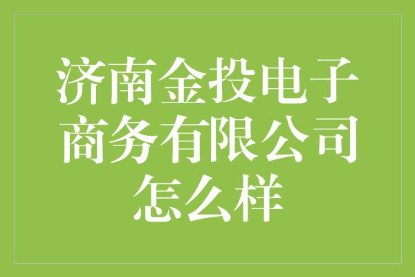 济南金投电子商务有限公司怎么样