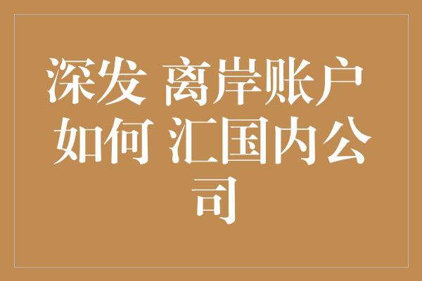 深发 离岸账户 如何 汇国内公司