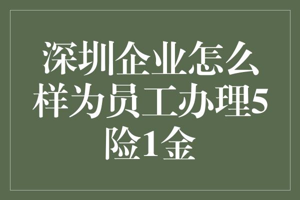 深圳企业怎么样为员工办理5险1金