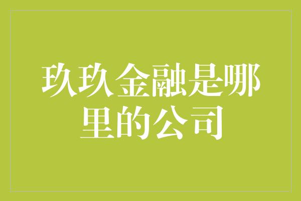 玖玖金融是哪里的公司