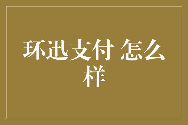 环迅支付 怎么样