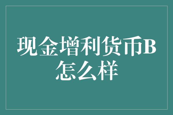 现金增利货币B怎么样