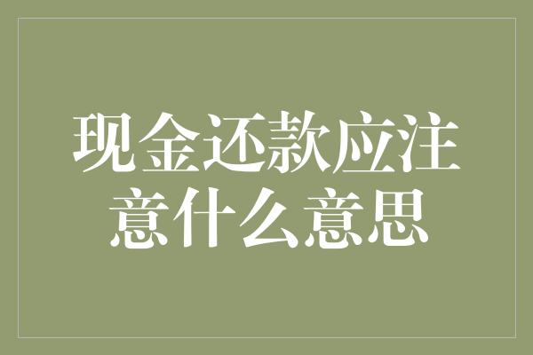 现金还款应注意什么意思