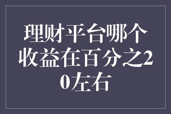 理财平台哪个收益在百分之20左右