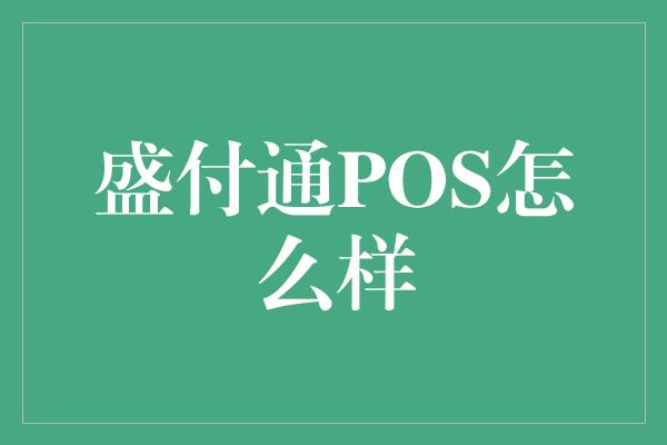 盛付通POS怎么样