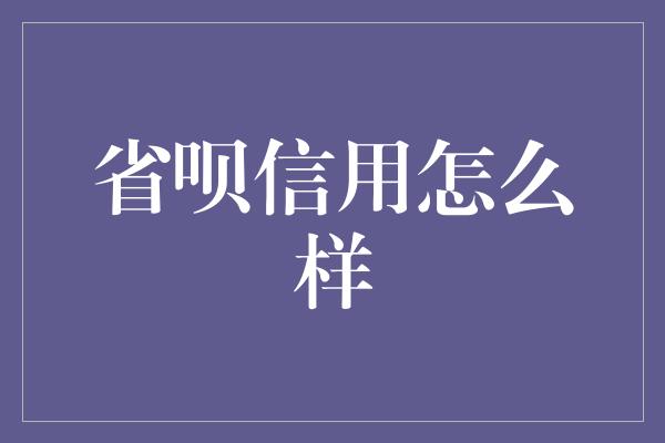 省呗信用怎么样