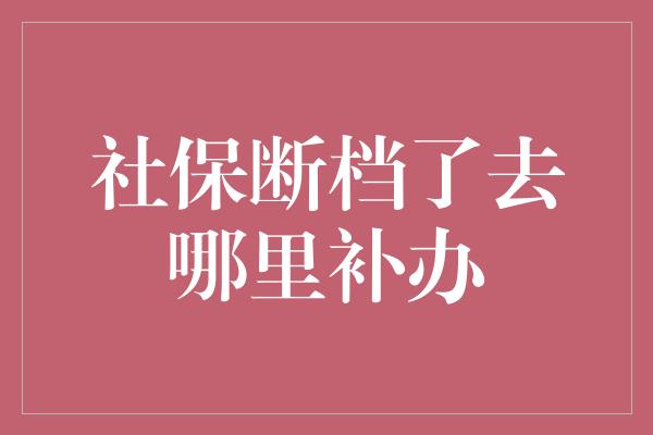 社保断档了去哪里补办