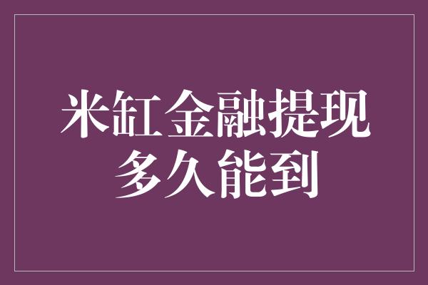 米缸金融提现多久能到