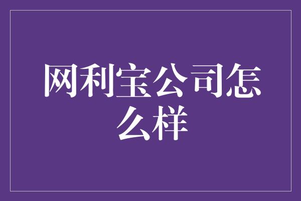 网利宝公司怎么样