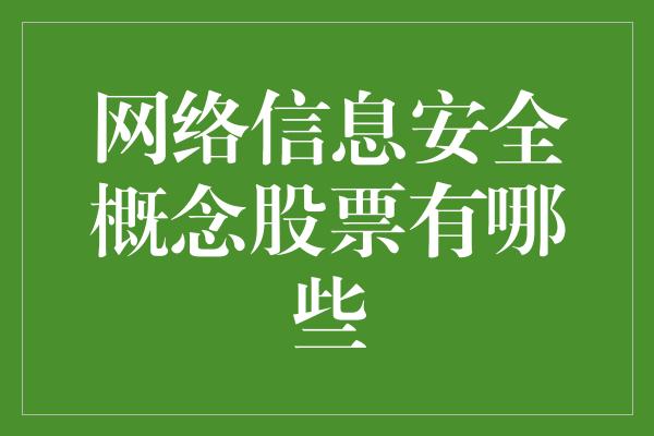 网络信息安全概念股票有哪些