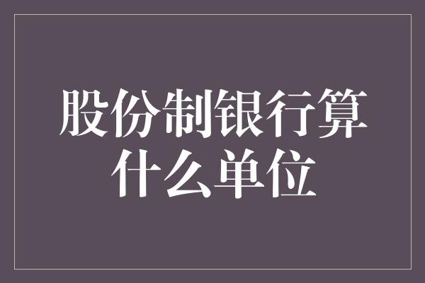 股份制银行算什么单位